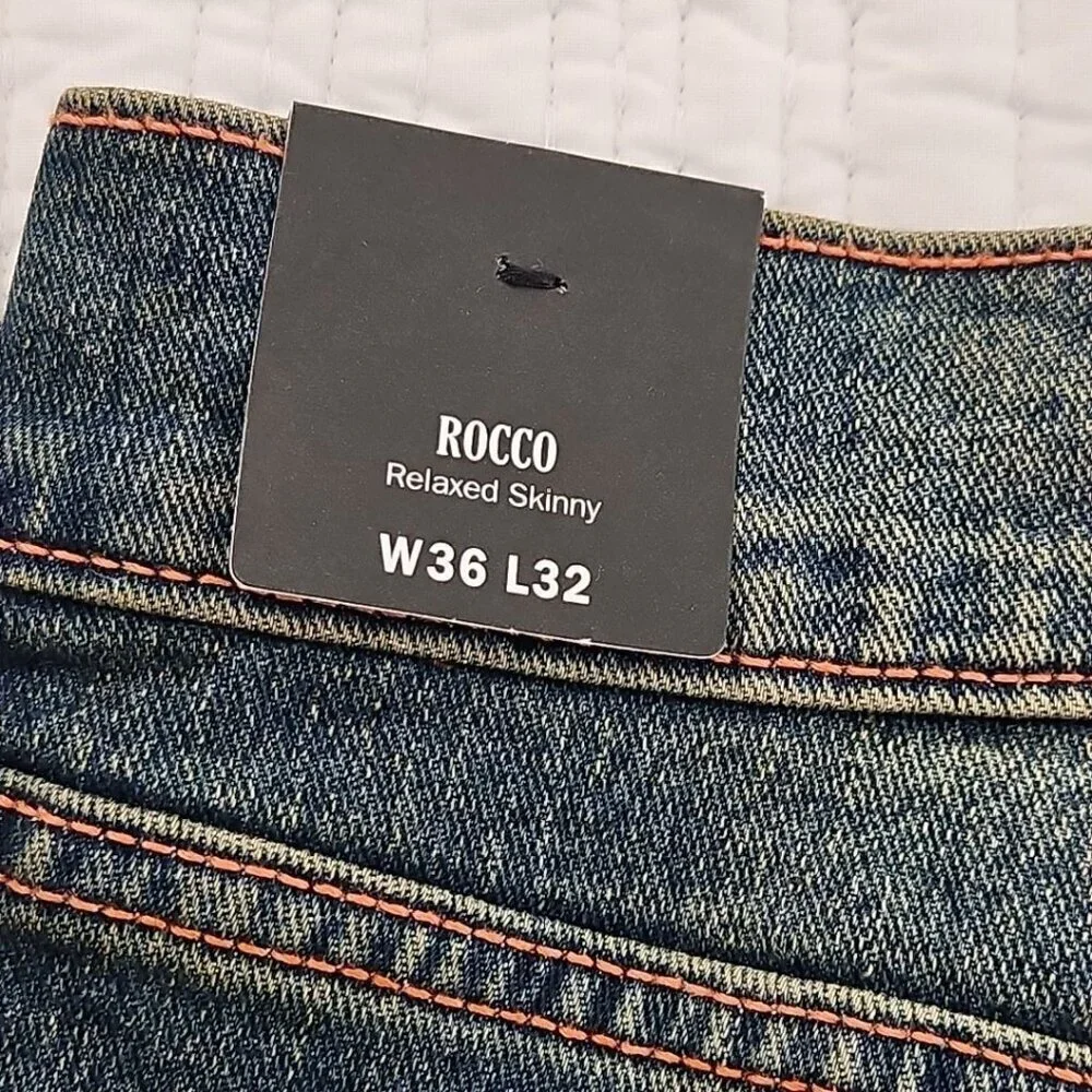 True Religion Rocco Jeans Men's‎ 36x32 NWT Relaxed Wide Leg Acid Wash NEW